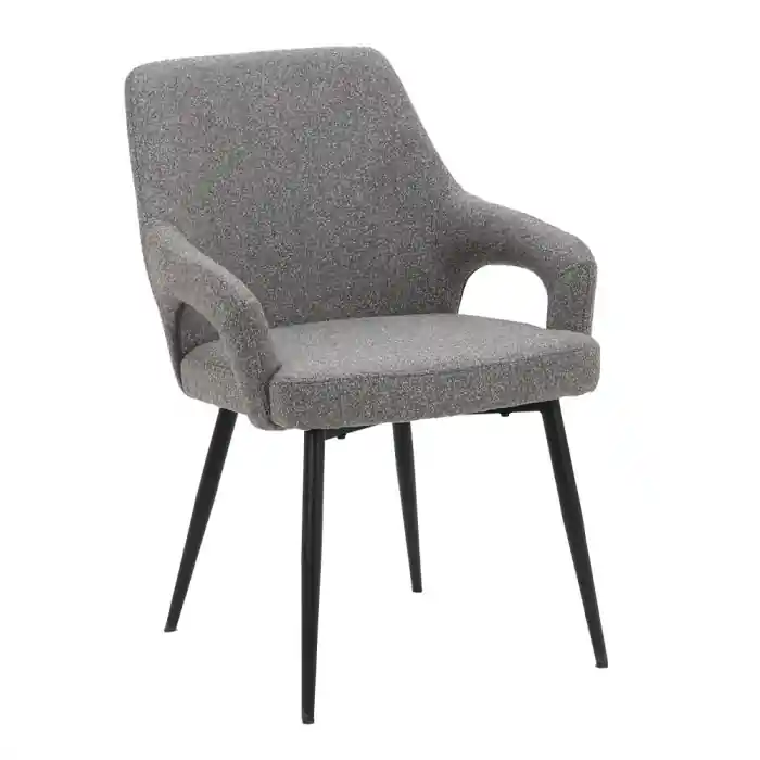 Super preț | Set 2 scaune dining moderne cu brațe tapițate gri cu picioare negre, Ponte 59x63x85