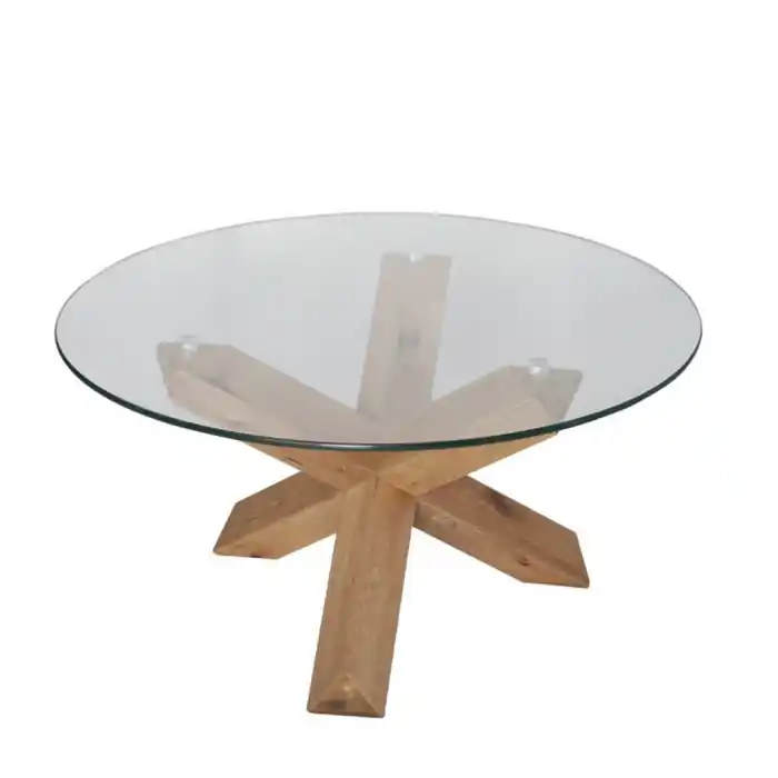 Masuta de cafea transparenta stejar Glass 80x80x42 cm - Produs de top