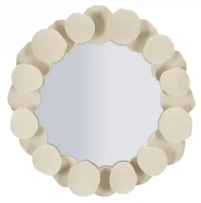 Calitate de top - Oglindă decorativă cu ramă bej texturată în stil art deco Dune 85 x 7.5 cm