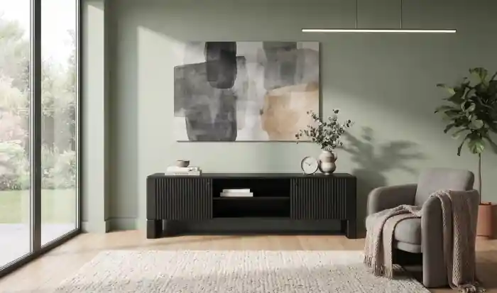 Ofertă avantajoasă | Comoda TV din lemn de mango negru NOX 165 x 40 x 50 cm