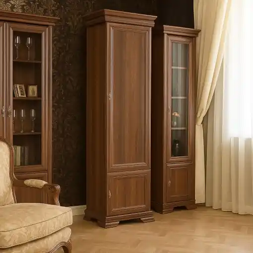 Calitate de top - Dulap VMD1, 4 polite, 2 usi, Pal Melaminat, cu elemente din MDF, Nuc