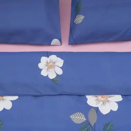 Lenjerie Vanora de pat king size Microfibra Blue Daisy | Calitate excelentă