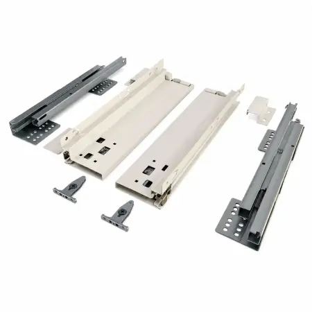 Sertar WAW 450 mm, inaltime D, extractie totala si amortizare, laterale metalice slim, alb | Ofertă