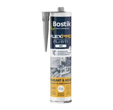 Retur gratuit | Etansant si adeziv poliuretanic FlexPro, impermeabil, interior / exterior, gri antracit, 300 ml, Bostik
