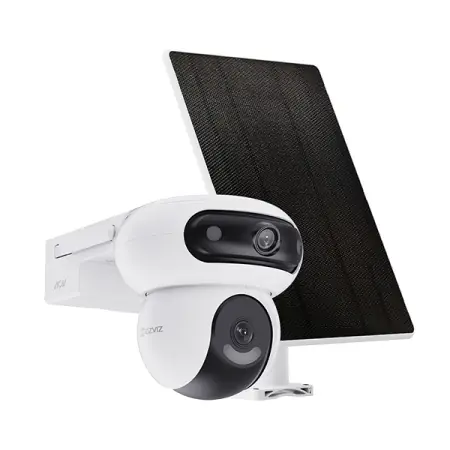 CAMERA EZVIZ CU PANOU SOLAR HB90+8W SOLAR PANEL KIT, Senzor CMOS de scanare progresivă de 1/3" de 4 MP, Lentila superioară 2,8 mm @ F1.2, câmp vizual diagonală 110°, Orizontală 96°, verticală 54° Inferioară lentilă 6 mm @ F1.2, câmp vizual diagonală | Livrare expres