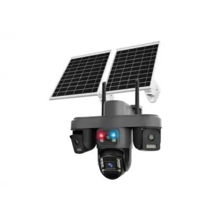 Camera de supraveghere cu 4 lentile, 2 panouri solare, 12MP, conectivitate 4G - Preț atractiv