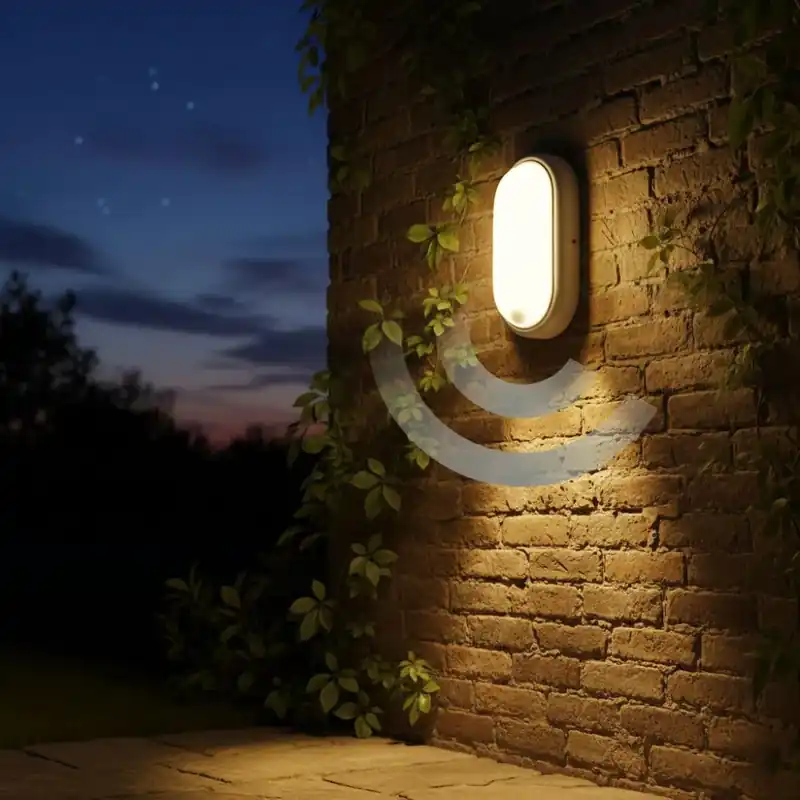 Aplica ovala de exterior cu senzor de miscare 360°, 8W=60W, 650Lm, IP65, lumina rece - Direct de la producător