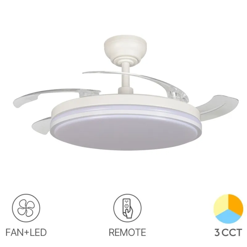 Ventilator de Tavan cu Lumină VIDEX 60W – Alb, Lustră cu Ventilator, Dimabil, Telecomandă Inclusă - Produs premium