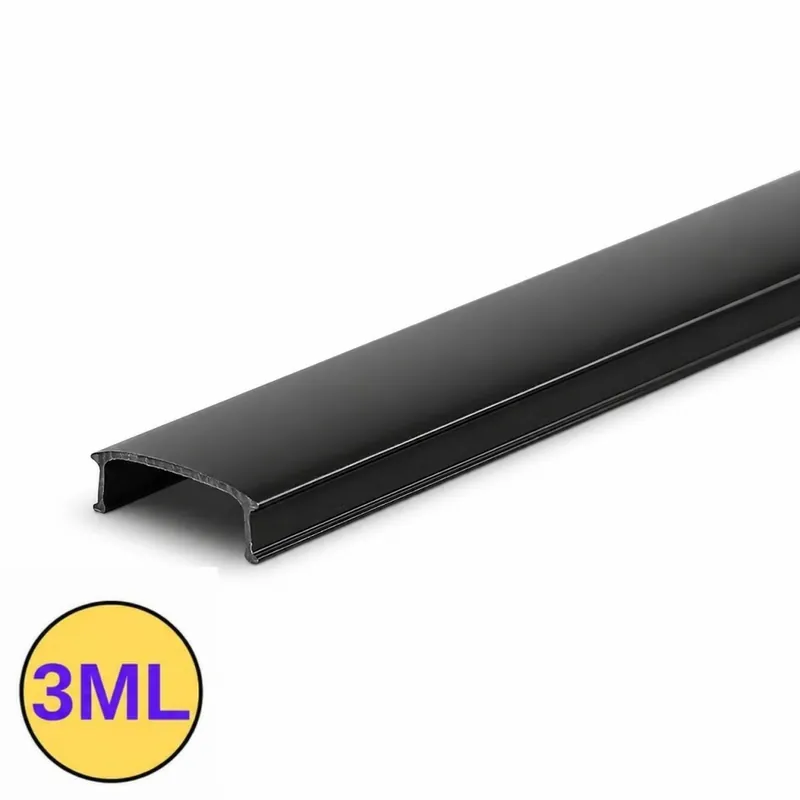 Alegerea clienților | Capac Negru 3M pentru Profil LED Aplicat S2 – PROFILE-BS2, 21mm