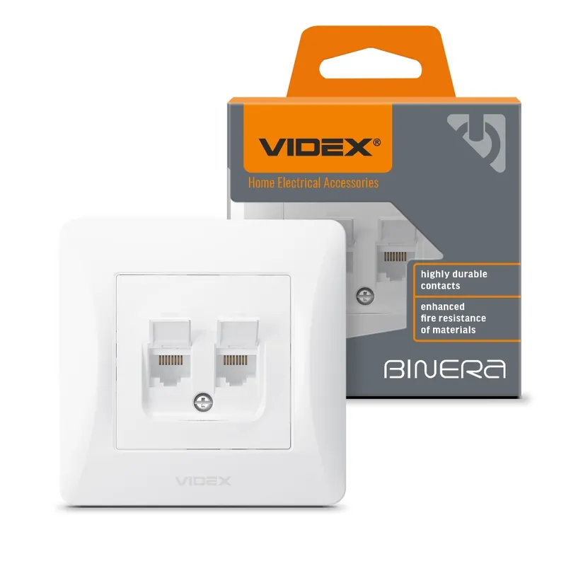 CAT6+CAT6 socket computer double white VIDEX BINERA - Livrare rapidă