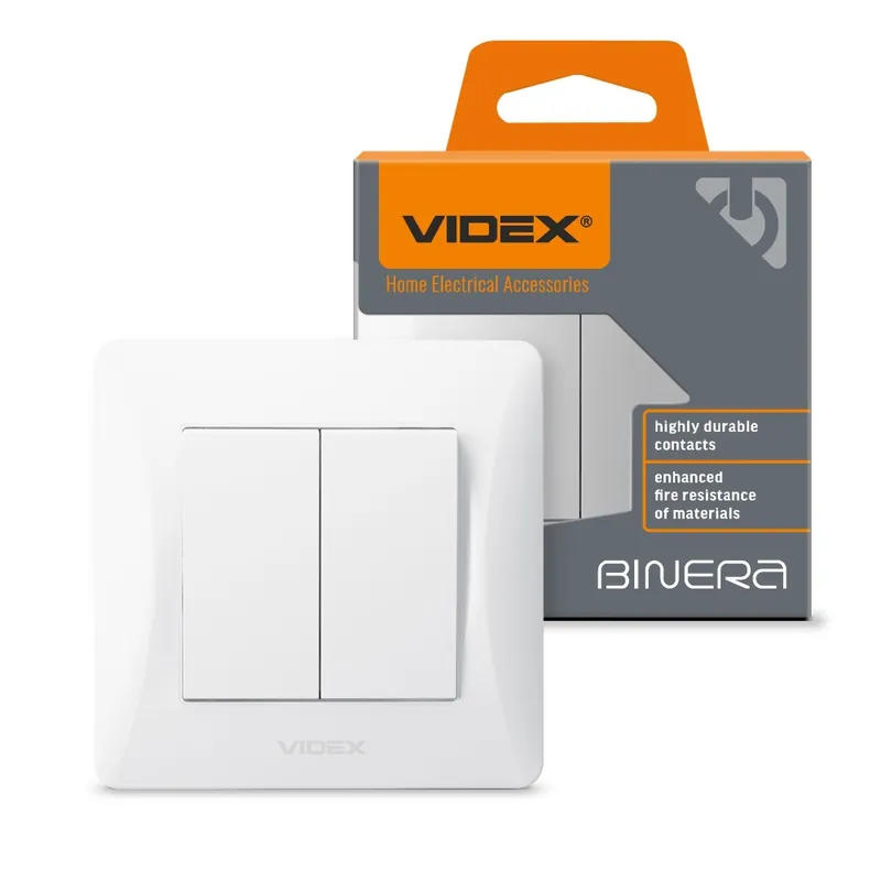 Switch 2 gang white VIDEX BINERA | Preț atractiv