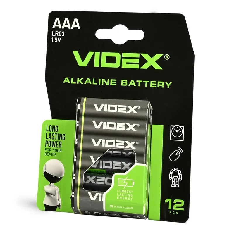 Au mai rămas puține bucăți | Baterie VIDEX LR03 AAA 1.5V 1200mAh alcalina, blister 12 bucati (pretul este pentru 1 bucata)
