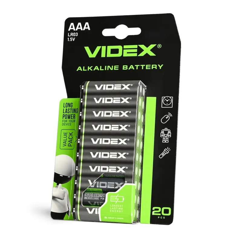 Acum disponibil | Baterie VIDEX LR03 AAA 1.5V 1200mAh alcalina, blister 20 bucati (pretul este pentru 1 bucata)