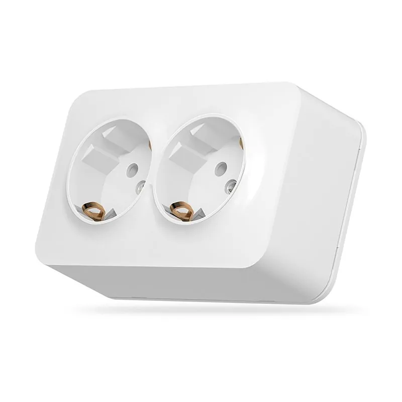 Livrare imediată - Priza Schuko dubla VIDEX BINERA VF-BNS22G-W aparenta alba IP20 cu impamantare