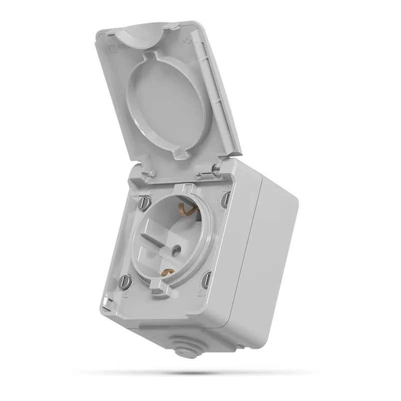 Livrare rapidă - Priza exterior Schuko VIDEX BINERA VF-BNW21G-G simpla IP65 gri
