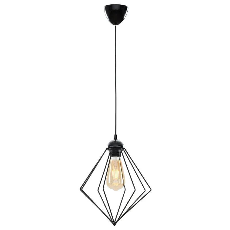Outlet | Lustră pendul neagră geometrică tip diamant E27