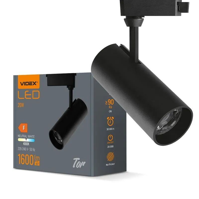 Reduceri | Proiector LED pe sina monofazica VIDEX-TOR-20W-NEGRU