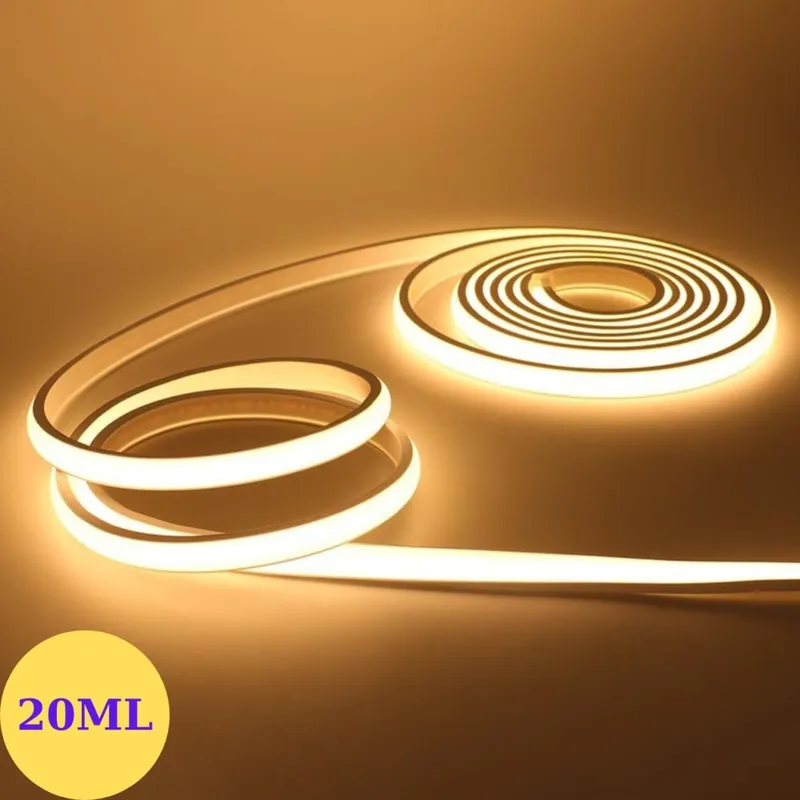 Banda LED COB IP65, 10W/m, 1000lm/m, 220V, 3000K, lungime 20m, kit cu alimentator - Gata de expediere