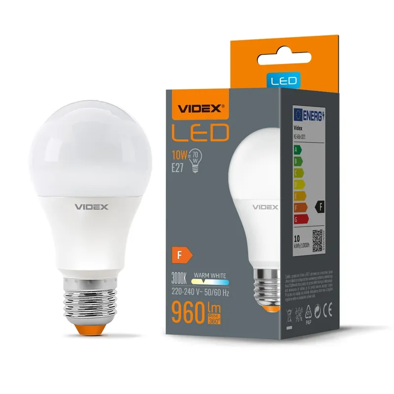 Disponibil | Bec LED VIDEX-E27-A60-10W-WW