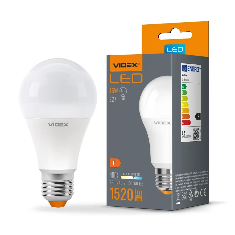 Economisește mai mult - Bec LED VIDEX-E27-A65-15W-CW