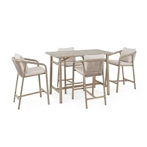 Cumpărături sigure - Set masa si scaune de bar KALIMERA TIMBER