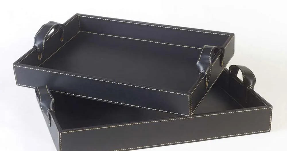 2 din piele neagră proiectează 41x28x5cm Tava și 45x32x6cm Anastasia - Preț special online