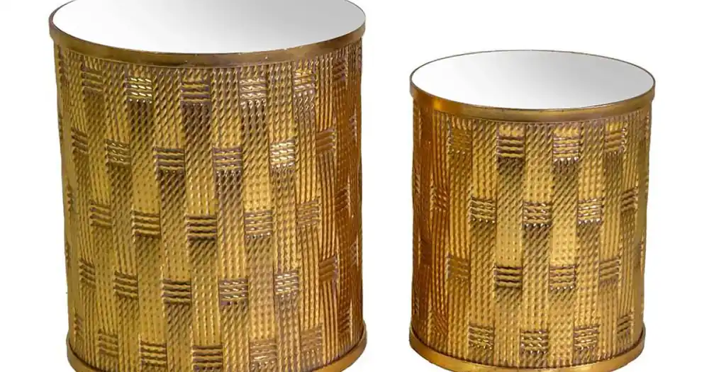 2 măsuțe de cafea din metal auriu cu top oglindă - Cliff | Comandă azi