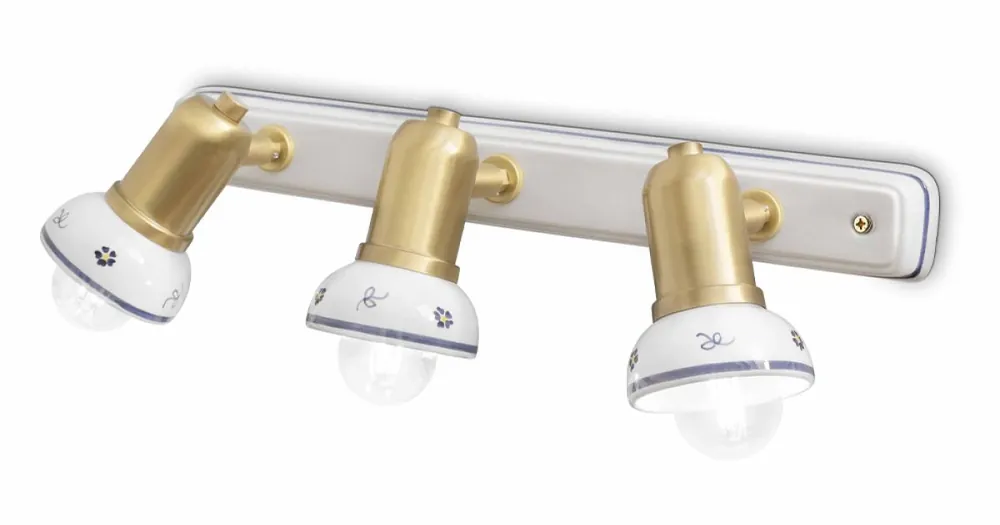 Bestseller - Aplică Linear 3 Spoturi din Alamă și Ceramica Artizanală - Savona