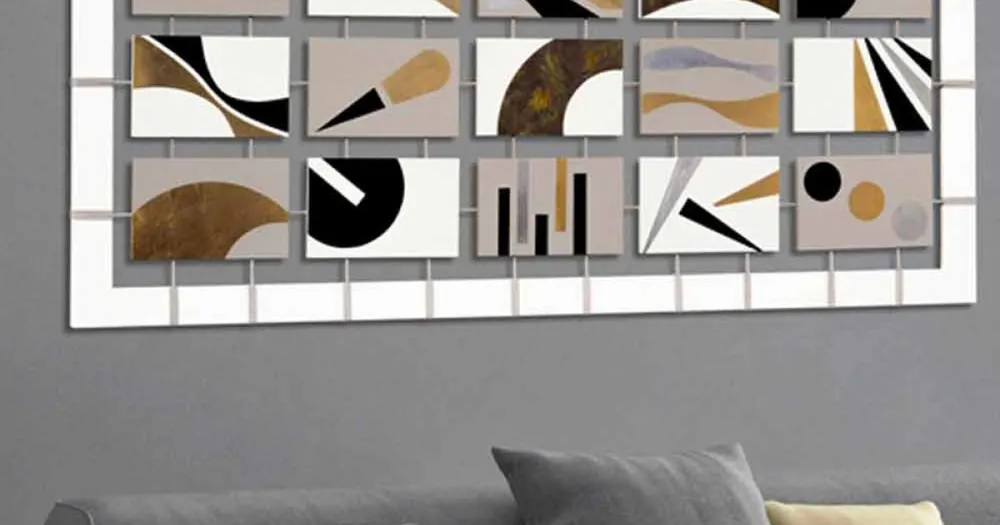 Cadru abstract cu cincisprezece panouri suspendate pe corzi Craig | Outlet