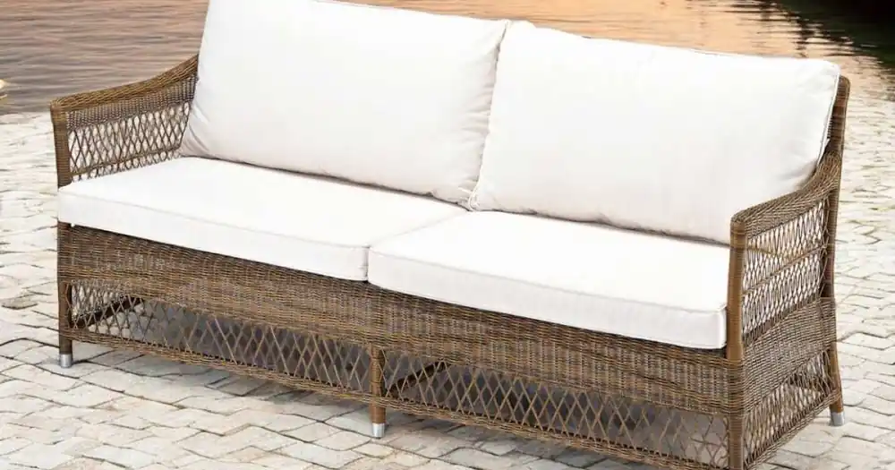 Canapea de exterior din Polyrattan țesut manual - Gigi | Stoc pe terminate